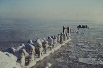 Ice-covered pier near NSSD